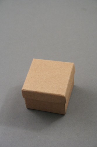 Natural Brown Paper Gift Box. Approx Size: 5cm x 5cm x 3.5cm. This Box has a Black Flocked Foam Pad Insert.