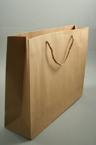 Natural Brown Paper Gift Bag with Cord Handles. Approx Size 27.5cm x 35cm x 10cm