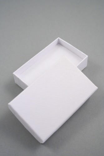 White Giftbox with White Flocked Inner. Approx Size 8cm x 5cm x 2.2cm