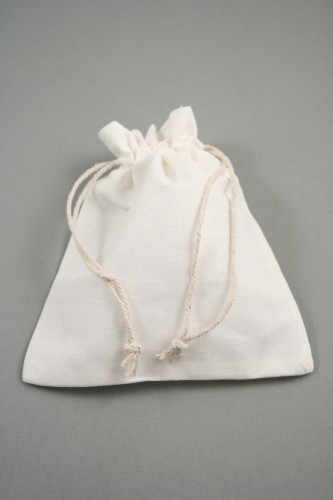 Off White 100% Cotton Drawstring Gift Bag with Natural Pull String. Approx 16cm x 14cm