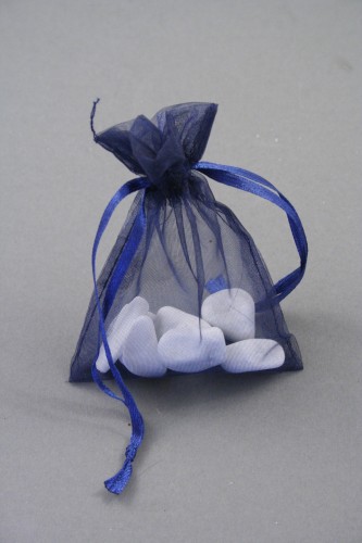 Navy Blue Organza Gift Bag & Wedding Favour Bag. Approx Size 10cm x 7.5cm 