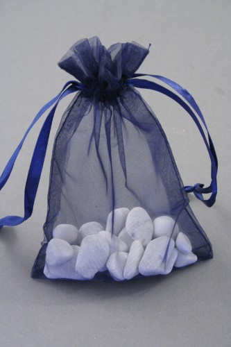 Navy Blue Organza Gift Bag & Wedding Favour Bag. Approx Size 15cm x 11cm 