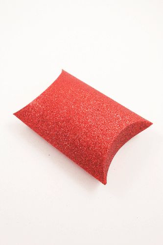 Red Glitter Pillow Pack Gift Box. Size Approx 9cm x 8cm x 3cm.