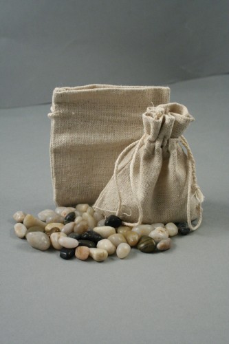Natural Linen Fabric Drawstring Gift Bag. Approx 9cm x 7.5cm