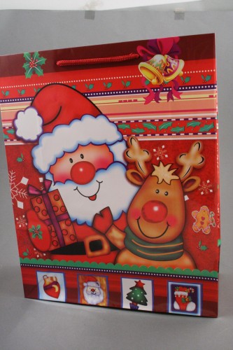 Christmas Santa Reindeer Gift Bag. Approx Size 32cm x 26cm  x 10cm.