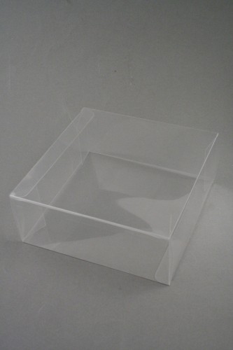 Tiara Box In Clear Plastic. Comes as Flat Pack. Approx Size 16cm x 16cm x 6.5cm.
