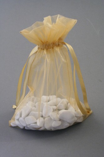 Dark Gold Organza Gift Bag & Wedding Favour Bag. Approx Size 22cm x 15cm