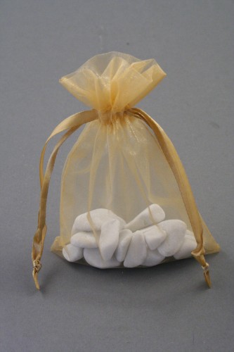 Dark Gold Organza Gift Bag & Wedding Favour Bag. Approx Size 15cm x 11cm