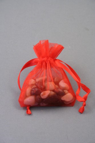 Red Organza Gift Bag & Wedding Favour Bag. Approx Size 10cm x 7.5cm 