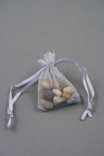 Silver Grey Organza Gift Bag & Wedding Favour Bag. Approx Size 7cm x 5cm 