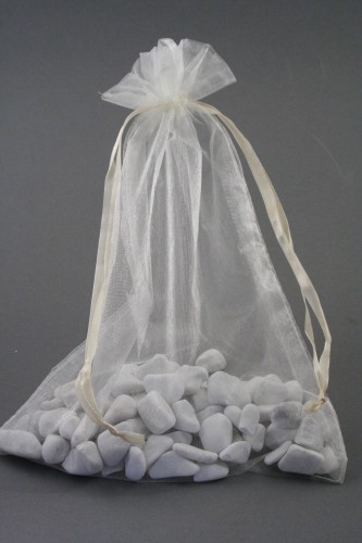 Ivory Organza Gift Bag. Size Approx 30cm x 21cm.