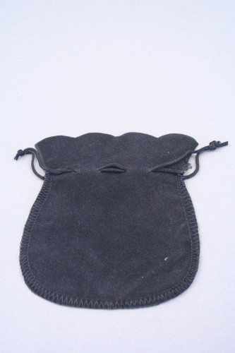 Black Velvet Drawstring Bag for Rings and Small Items of Jewellery. Approx Size. 12cm x 10cm.