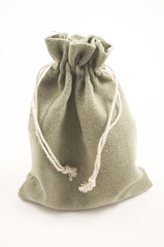 Olive Colour Drawstring Cotton Rich Gift Bag 80% Cotton / 20% Polyester Mix. Approx 20cm x 15cm