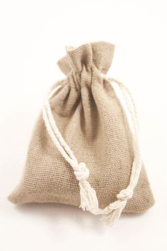 Taupe Colour Drawstring Cotton Rich Gift Bag 80% Cotton / 20% Polyester Mix. Approx 10cm x 8cm
