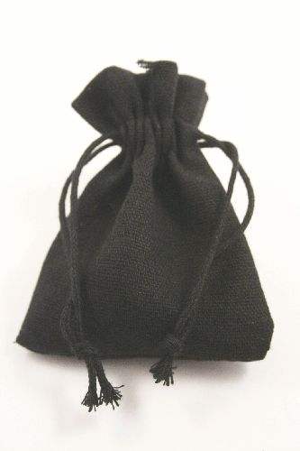 Black Colour Drawstring Cotton Rich Gift Bag 80% Cotton / 20% Polyester Mix. Approx 10cm x 8cm