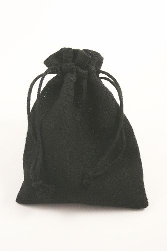 Black Colour Drawstring Cotton Rich Gift Bag 80% Cotton / 20% Polyester Mix. Approx 13cm x 10cm