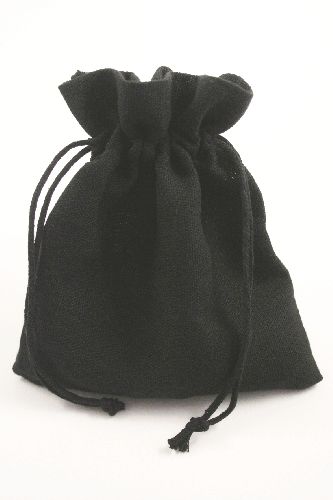 Black Colour Drawstring Cotton Rich Gift Bag 80% Cotton / 20% Polyester Mix. Approx 16cm x 12cm
