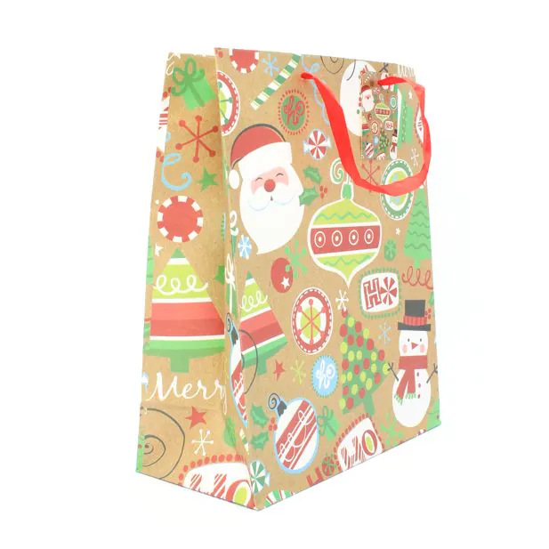 Christmas Motif Gift Bag withTtag. Approx size 32cm x 26cm x 12cm