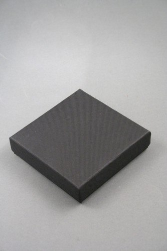 Black Giftbox with Black Flock Inner. Approx Size 8.5cm x 8.5cm x 2.2cm