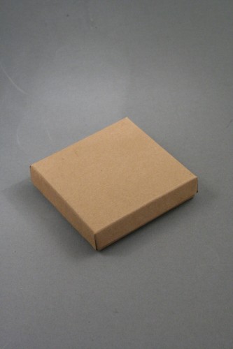 Natural Brown Kraft Paper Gift Box with Black Insert. Approx Size: 9cm x 9cm x 2.2cm. This Box has a Black Flocked Foam Pad Insert.
