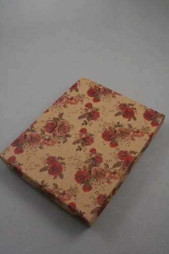 Floral Print Natural Brown Paper Cardboard Gift Box. Approx Size: 18cm x 14cm x 2.6cm. This Box has a Black Flocked Foam Pad Insert