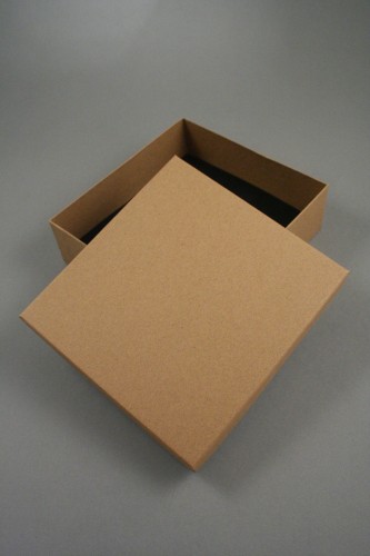 Natural Brown Paper Gift Box. Approx Size: 16cm x 15cm x 5cm. This Box has a Black Flocked Foam Pad Insert.