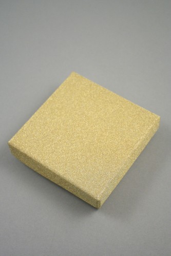 Gold Glitter Gift Box. Size Approx 9cm x 9cm x 2cm. This box has a black flocked foam pad insert