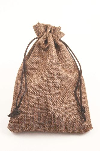 Walnut Jute Effect Drawstring Gift Bag. Approx 15cm x 10cm