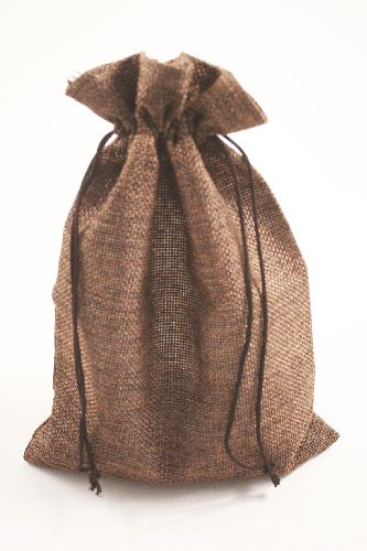 Walnut Jute Effect Drawstring Gift Bag. Approx 25cm x 18cm