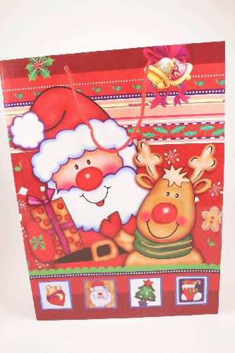 Christmas Santa Reindeer Gift Bag. Approx Size 42cm x 31cm  x 15cm.