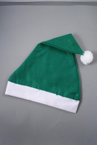 Christmas Santa Hat in Green with White Trim. Approx Circumference 58cm - 60cm