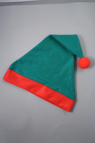 Christmas Elf Hat in Green with Red Trim. Approx Circumference 58cm - 60cm
