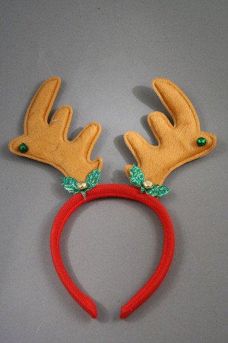 Christmas Reindeer Antlers Aliceband with Holly and Bells.
