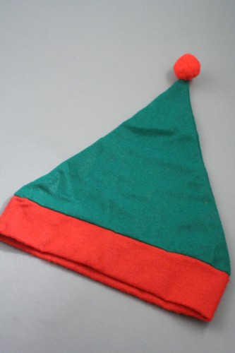 Child Size Christmas Elf Hat in Green with Red Trim. Approx Circumference 52cm