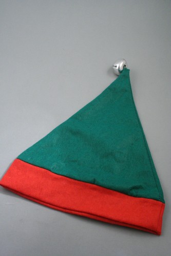 Child Size Christmas Elf Hat in Green with Red Trim and Bell. Approx Circumference 52cm