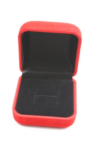 Small Square Red Flocked Gift Box. Approx 5cm x 5cm x 3cm.