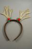 Christmas Gold Glitter Reindeer Antlers with Holly Motif. - view 3