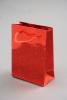 Red Holographic Foil Gift Bag with Red Corded Handles. Approx Size 10cm x 8cm x 4.5cm - view 1