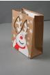 Natural Brown Paper Gift Bag with White Reindeer and Snowflake Print, Cord Handle. Size Approx 15cm x 12cm x 6cm. - view 1