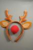 Brown Reindeer Antlers and Ears Aliceband with Foam Red Nose. - view 2