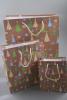 Brown Paper Gift Bag with Christmas Tree Design. Approx Size 22cm x 18cm x 7cm - view 3