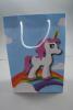 Blue Gift Bag with Unicorn and Rainbow Print with White Corded Handles. Approx Size 20cm x 14cm x 7cm - view 3