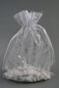 White Organza Gift Bag with Silver Snowflake Print. Size Approx 22cm x 15cm. - view 1
