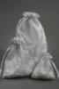 Silver Organza Gift Bag with Shiny Silver Thread. Approx Size 10cm x 7.5cm  - view 2