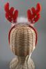 Red Christmas Reindeer Antlers Aliceband with Silver Bells and White Fur Trim. - view 2