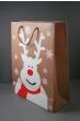 Natural Brown Paper Gift Bag with Reindeer and Snowflake Print, Cord Handle. Size Approx 42cm x 31cm x 15cm. - view 1