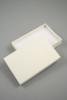 Lined Textured Cream Gift Box with White Flock Insert with top slits and holes for earrings Size 11cm x 7cm x 2.2cm. - view 1