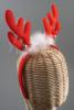 Red Christmas Reindeer Antlers Aliceband with Silver Bells and White Fur Trim. - view 3